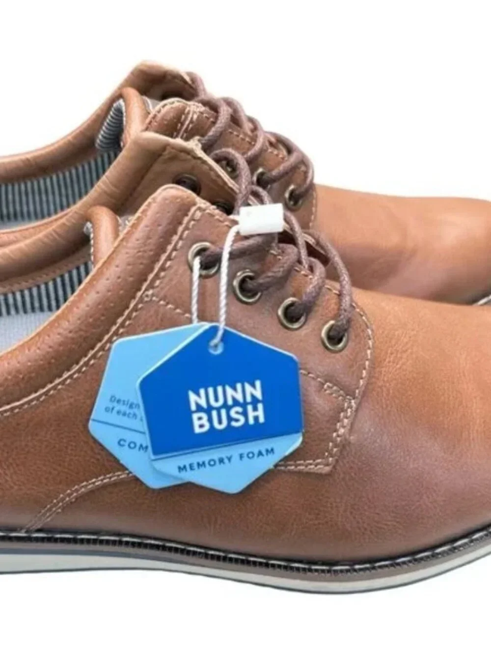 Nunn Bush Men’s Tan Oxford Dress Shoes | Size 10M | Memory Foam Comfort